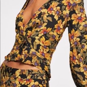 Free People Floral Matching Pants and Shirt Set